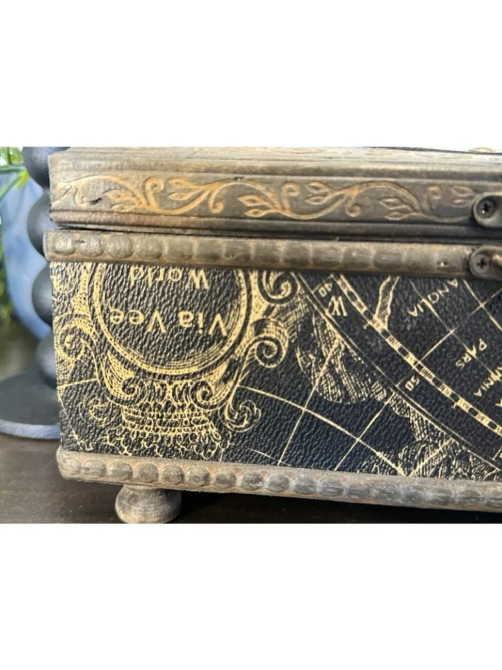 Vintage Metal Nautical Themed Tissue Box- Storage Box